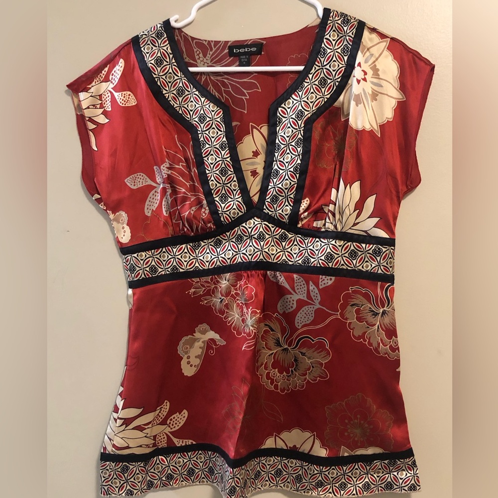 Bebe 100% Silk Blouse